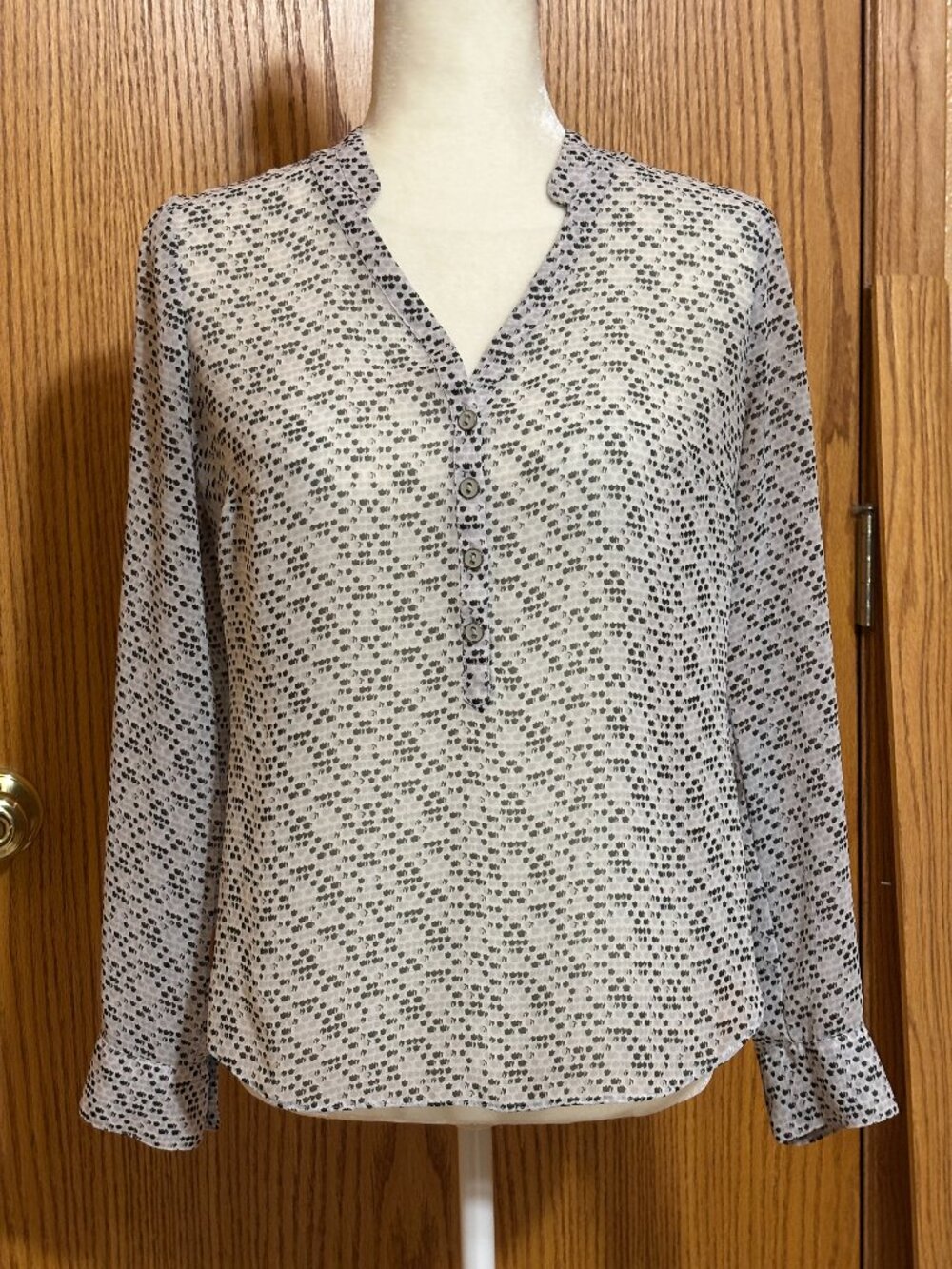 A.N.A. Sheer Long Sleeve Petite Small Blouse
